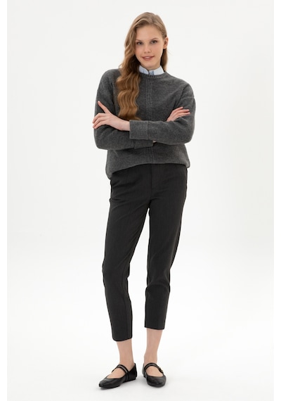 U.S. Polo Assn. Kadın Gri Carrot High Waist Fit Kanvas Pantolon 50318108-VR024