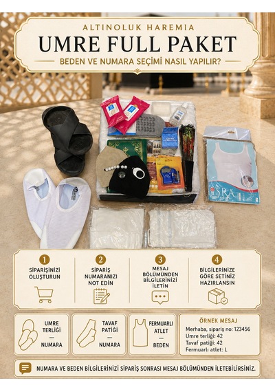 Umre Full Paket 16 Ürünlü Hac Ve Umre Hazırlık Seti İhram, Terlik, Tavaf Patiği Standart