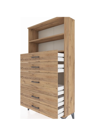 Arges Dolap 2 Raflı 5 Çekmeceli 88x30x163 Çam-çam Atlas Çam