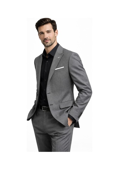 Suitmen Erkek Silim Fit Yelekli Çift Yırtmaçlı Takım Elbise Bgl-st05328 Koyu Gri