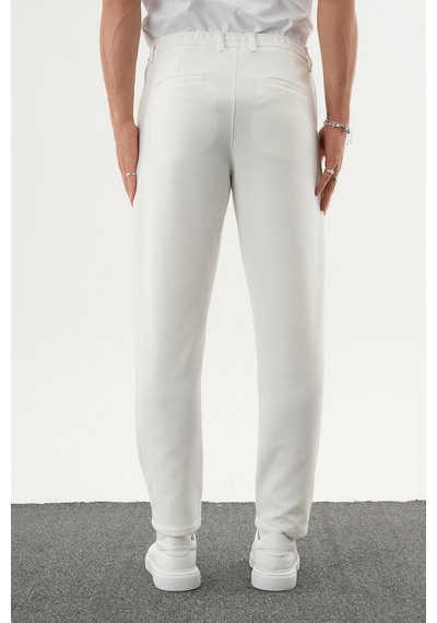 Redline Arden Kışlık Kalın Slim Fit Kemerli Erkek Pantolon Beyaz