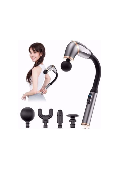 4 Farklı Başlıklı Uzun Saplı Derin Doku Masaj Tabancası, Boyun, Omuz Ve Sırt İçin Ergonomik Saplı Çoklu Masaj Modlu Taşınabilir Masaj Aleti 4741 Açık Mavi
