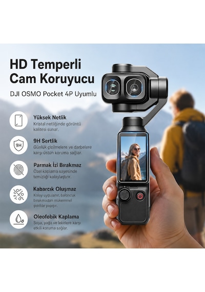 Teknoroket Djı Osmo Pocket 4p Uyumlu Temperli Cam Ekran Ve Lens Koruyucu Seti 9h 3 Parça Şeffaf