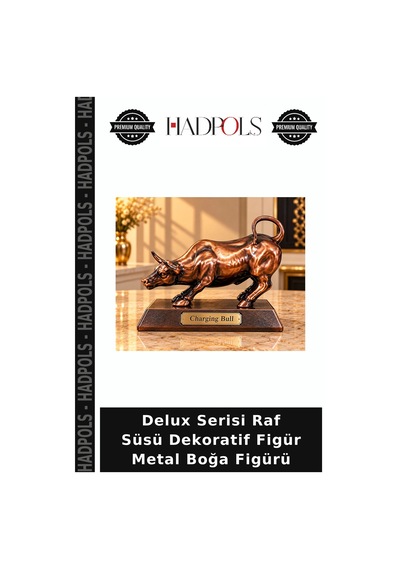 Delux Serisi Raf Süsü Dekoratif Figür Metal Boğa Figürü
