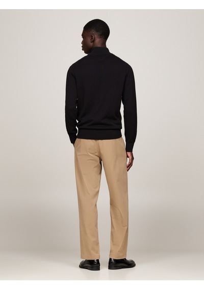 Tommy Hilfiger Pıma Org Ctn Cashmere Zıp Mock Erkek Siyah Kazak - Mw0mw28049 Siyah