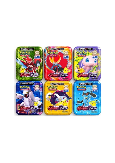 Cantex Tech Pokemon Scarlet & Violet Metal Kutu Karışık Gönderilir 5 Kutu 200-250 Kart Booster V-max - V-star - Standart Kart