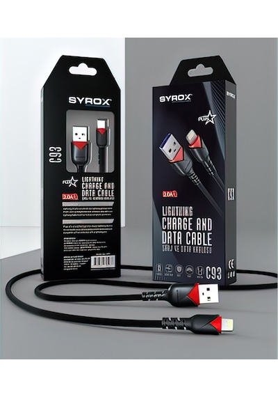 Syrox C93 Plus Lightning 2.0 A Hızlı Şarj Data Kablo 1 M