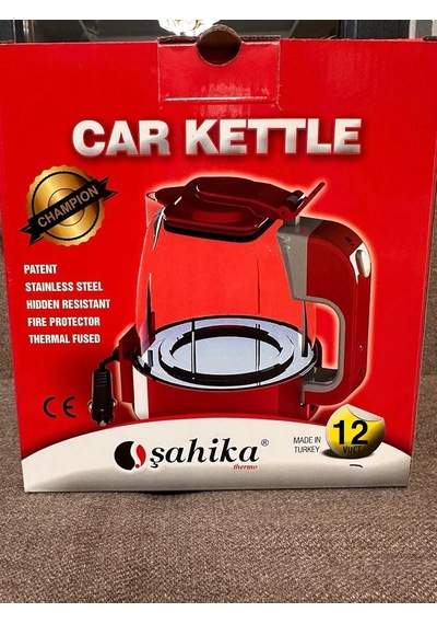 12 Volt Araç İçi Su Isıtıcısı, Paslanmaz Çelik, Termal Korumalı, Kırmızı