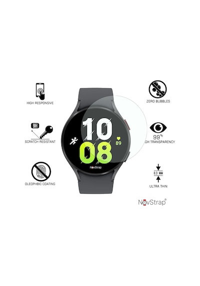 Novstrap Samsung Galaxy Watch 5 44mm İle Uyumlu Ekran Koruyucu Temperli Cam Kolay Uygulama Aparatlı