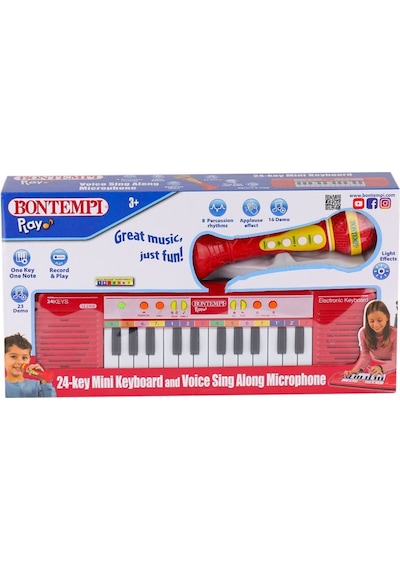 4002120 Elektronik Mikrofonlu Org 24 Tuş Kırmızı