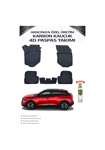 Peugeot 2008 2020 Model Aracınıza Özel Karbon Kauçuk Paspas Takımı