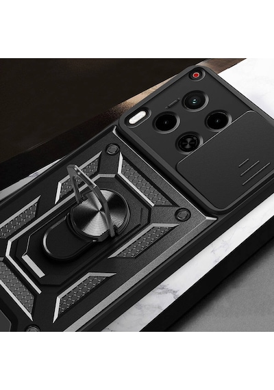 Zore Tecno Camon 30 Kılıf Magnetik Standlı Kamera Korumalı Msra Sürgülü Vega Kapak-mavi Mavi