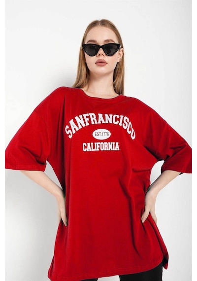 Medinenur San Francisco Baskılı Unisex Tshirt Kırmızı