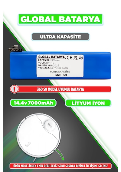 360 S9 Uyumlu Batarya 7000mah Li-ion Pil Ultra Kapasite