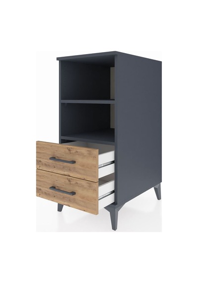 Kronos Komodin 2 Raflı 2 Çekmeceli 44x59x96 Antrasit-çam Antrasit
