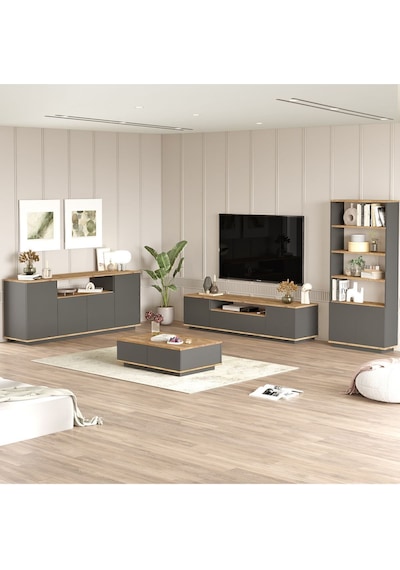 Aven Tv Ünitesi Orta Sehpa Konsol Kitaplık 4'lü Set Çam-antrasit Ave19-aa Atlantik Çam - Antrasit Aven Tv Ünitesi Orta Sehpa Konsol Kitaplık 4'lü Set Çam-antrasit Ave19-aa Atlantik Çam - Antrasit