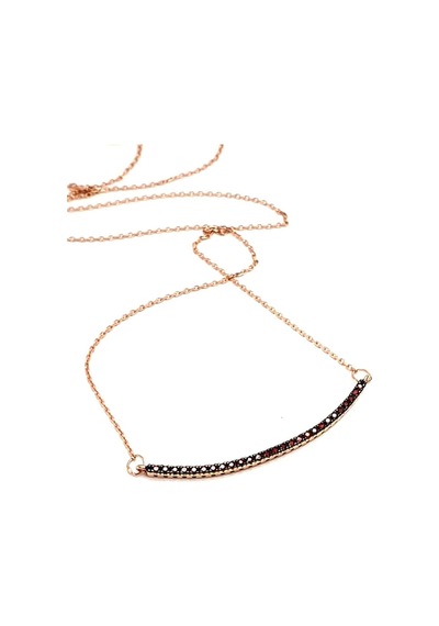 Granat Taşlı 925 Ayar Gümüş Rose Yay Kolye