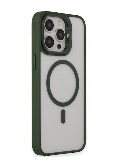 Joko Apple iPhone Uyumlu  15 Pro Max Uyumlu Kılıf Roblox Lens Magsafe Standlı Kapak - Koyu Yeşil
