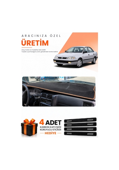 Toyota Carına E T190 Airbagsiz 1992-1997 Uyumlu Torpido Koruma Kılıfı - Siyah Kahverengi