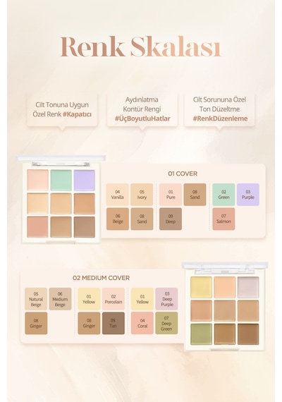 Dasique Çok Amaçlı Kullanıma Uygun Kremsi Kapatıcı Paleti Pro Concealer Palette 02 Medium Cover