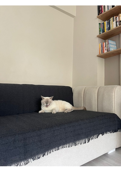 Koltuk Örtüsü Pamuk Balıksırtı Antrasit