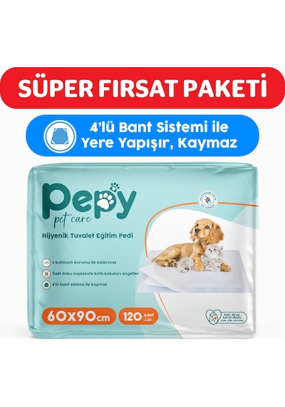Pepy Kedi Tuvaleti 60x90 Hijyenik Tuvalet Eğitim Pedi 30'lu 4 Paket 120 Adet