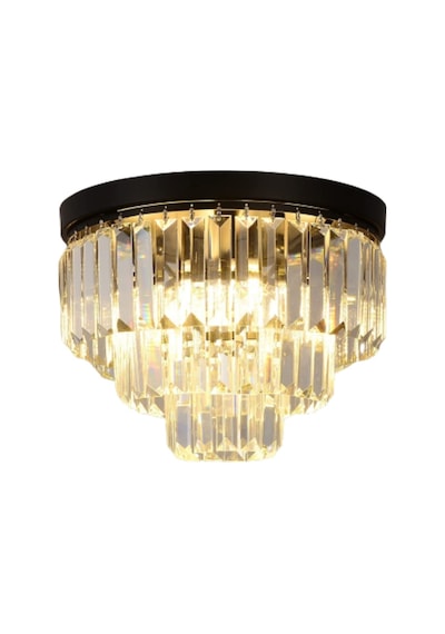 Efsane 40 Lık Kristal Taşlı Siyah Modern Salon Avize