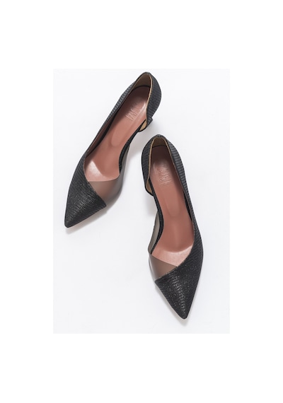Luvishoes 353 Siyah Simli Topuklu Kadın Ayakkabı Siyah Sim
