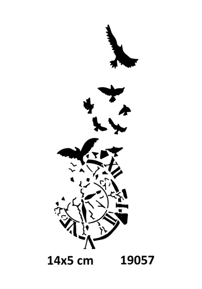 Airbrush Tattoo Zaman Saat Ve Kuş Yapışkanlı Stencil Süsleme Ve Boyama Kalıbı