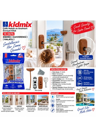 Kahverengi Halatlı Anahtarlı Emnyet Kilit 4915 Açık Bej