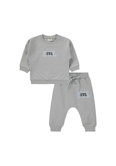 Civil Baby Cvl Baskılı 6-18 Ay Takım Açık Gri