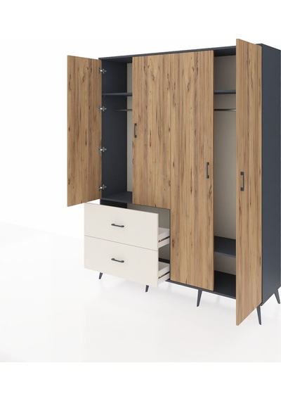 Hyperion Gardrop 4 Raflı 2 Çekmeceli 2 Askılı 176x44x221 Antrasit-çam/aytaşı Çam/aytaşı Hyperion Gardrop 4 Raflı 2 Çekmeceli 2 Askılı 176x44x221 Antrasit-çam/aytaşı Çam/aytaşı