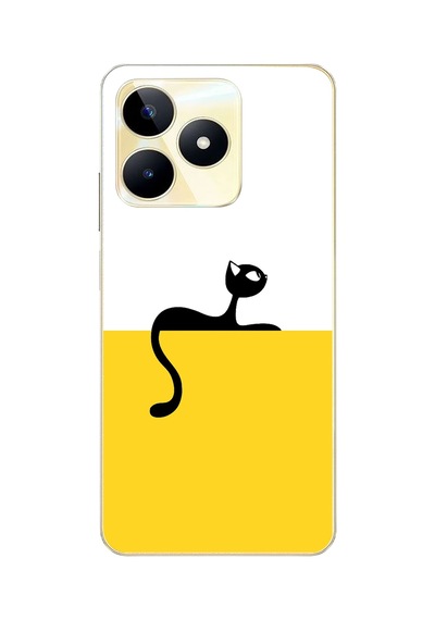 Realme C53 Uyumlu Dişi Kedi Baskılı Silikon Kılıf Renkli