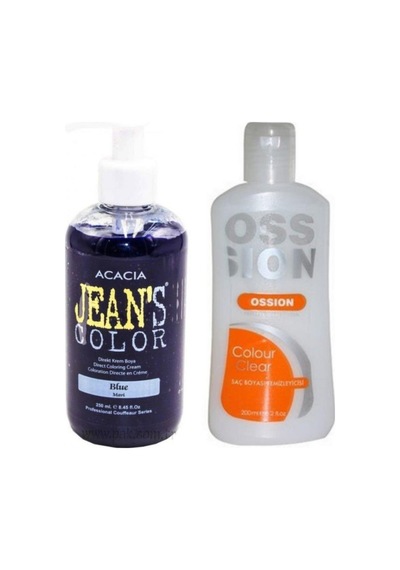 Jeans Color Saç Boyası Mavi 250ml Ve Ossion Saç Boya Temizleyicisi 200ml