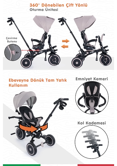 Prego Happy Dino Plus 360 Tamamen Katlanabilir Çocuk Bisikleti