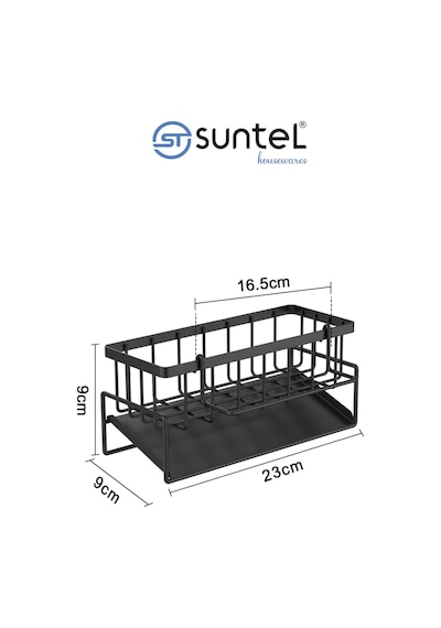 Suntel Tezgah Üstü Sıvı Sabunluk Ve Süngerlik Organizer Siyah