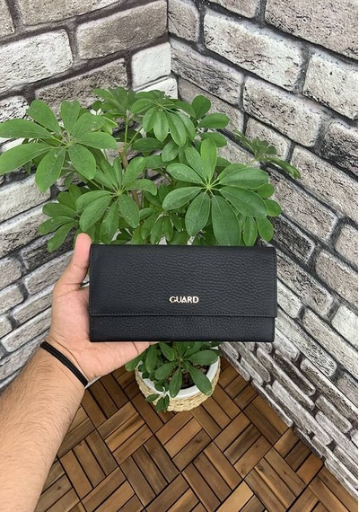 Guard Mat Siyah Hakiki Deri Çıtçıtlı Kadın Cüzdanı // Grd260516wt1184 Diğer