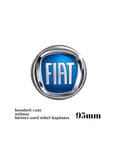 Fiat Logo Panjur Arması Nikel Yuvarlak Orta Boy 9,5cm Mavi ZUM