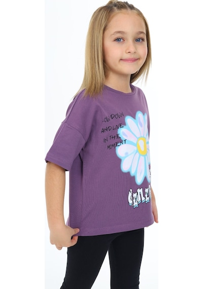 Toontoy Kids Toontoy Kız Çocuk Baskılı Tişört Mor