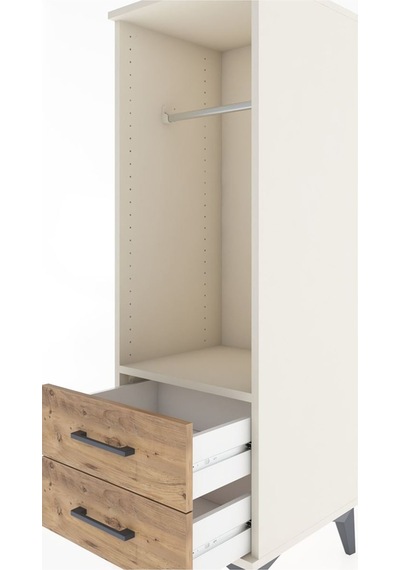 Hyperion Dolap Tek Raflı 2 Çekmeceli Tek Askılı 44x44x134 Aytaşı-çam Aytası