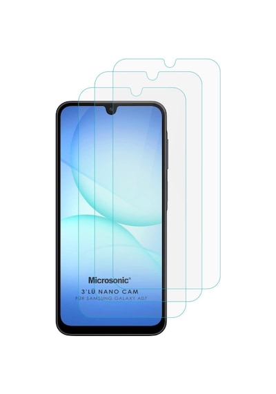 Microsonic Samsung Uyumlu Galaxy A07 Screen Protector Nano Glass Cam Ekran Koruyucu 3 Lü Paket