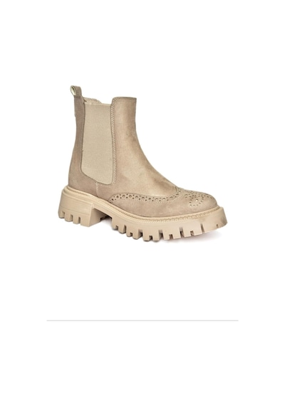 Fox Shoes R312152902 Vizon Süet Kalın Tabanlı Kadın Bot Vizon Süet