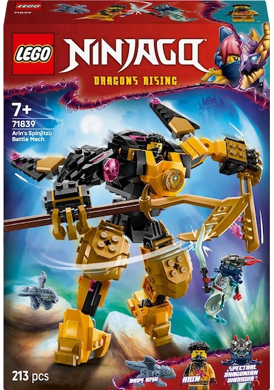 LEGO® NINJAGO® Arin’in Spinjitzu Savaş Robotu 71839 - 7 Yaş ve Üzeri Çocuklar için Yaratıcı Oyuncak Yapım Seti (213 Parça)