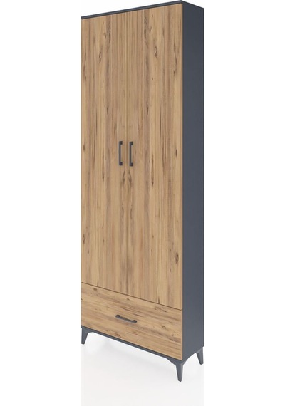 Arges Dolap 5 Raflı Tek Çekmeceli 2 Kapaklı 88x30x243 Antrasi... Antrasit
