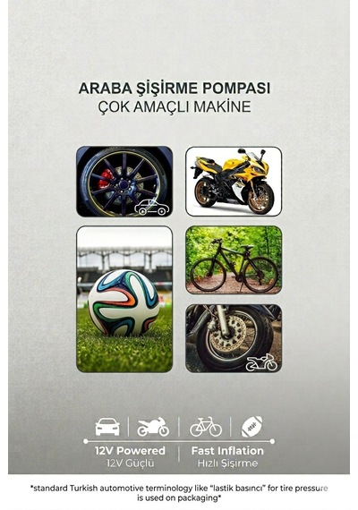 Volemi Vm-724 Araç Şişirme Pompası / Motor-top-bisiklet-motorsiklet Çok Amaçlı Hava Kompresörü 12v G