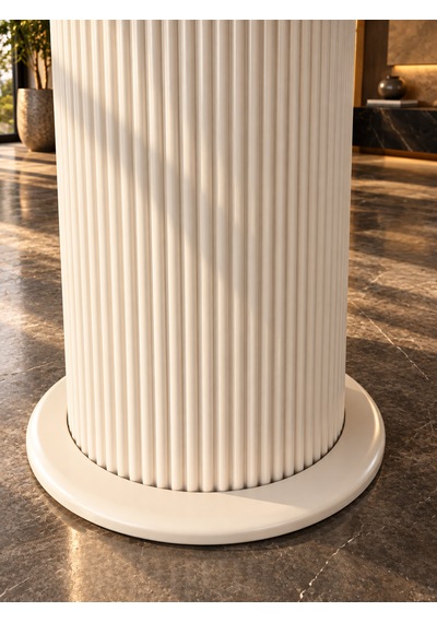 Olimpo Seramik Yuvarlak Masa 90 Cm Mdf Vizon Bej