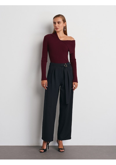 Dilvin 72189 Kemerli Pantolon-siyah Siyah
