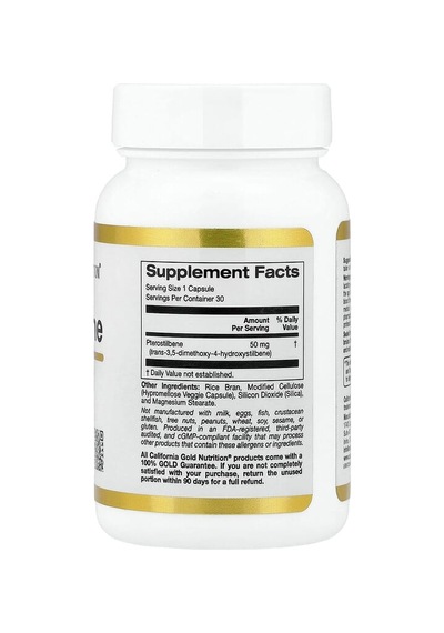California Gold Nutrition, Pterostilbene, 50 Mg, 30 Veggie Capsules