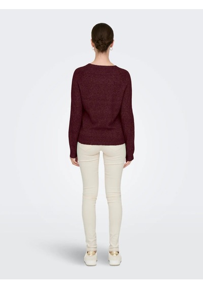 Only Onlrıca L/s Pullover Knt Noos Kadın Kazak 15204279 Bordo