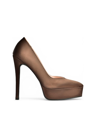 Fox Shoes Y246221604 Kahverengi Kumaş İnce Topuklu Kadın Ayakkabı